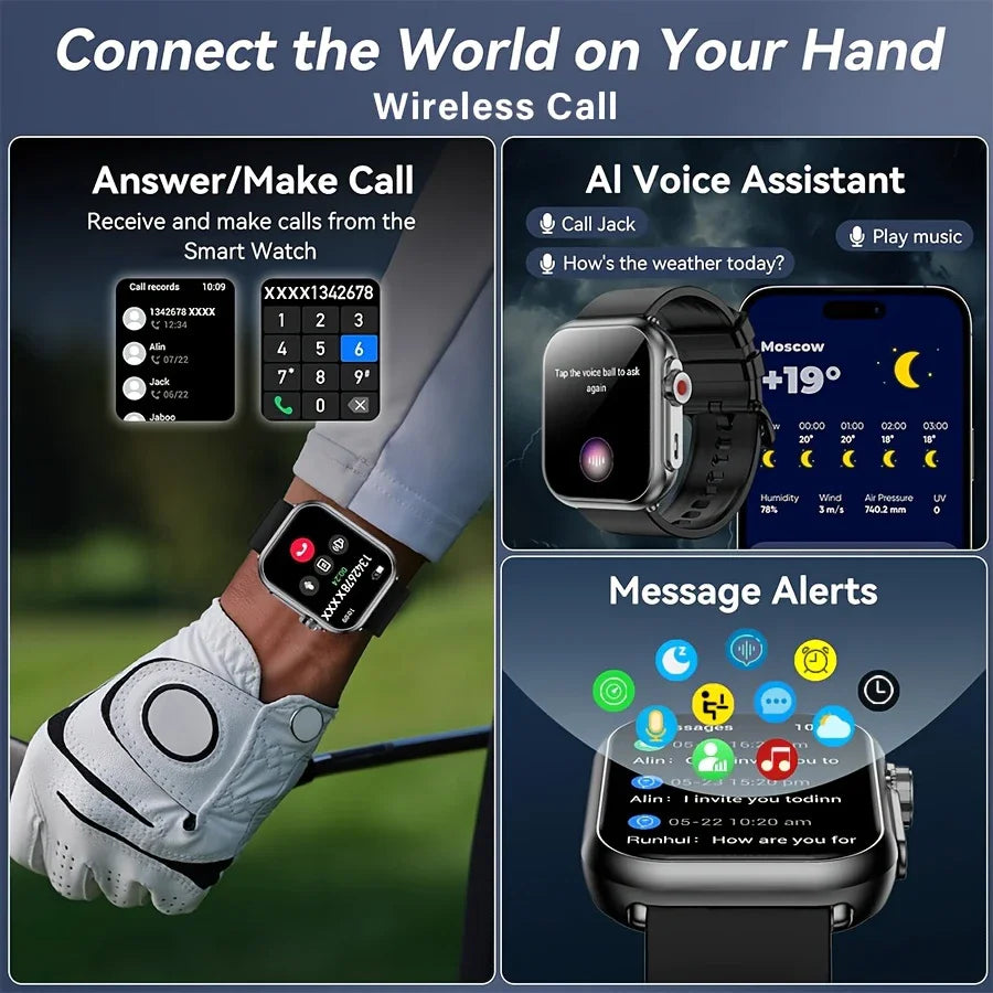 1000mAh Battery Smart Watch Women 1.83" HD Display Bluetooth Call IP68 Waterproof Fitness Tracker Heart Rate Smartwatch Men