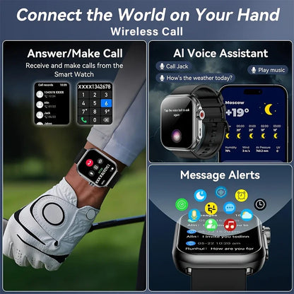 1000mAh Battery Smart Watch Women 1.83" HD Display Bluetooth Call IP68 Waterproof Fitness Tracker Heart Rate Smartwatch Men