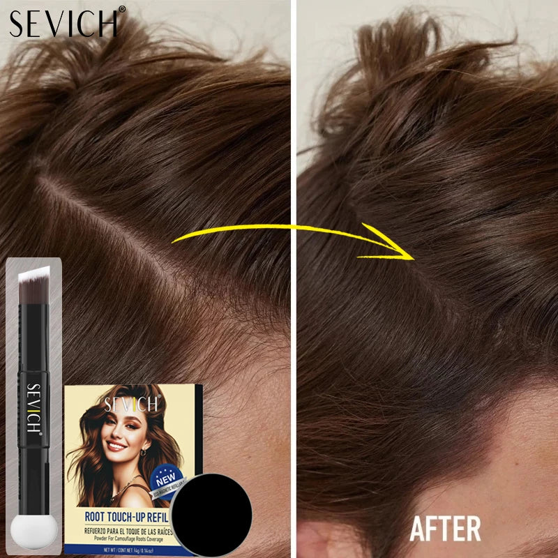 Mini Hairline Shadow Powder Waterproof Instant Hairline Powder Black Root Cover Up Hair Concealer Double Ended Makeup Brush