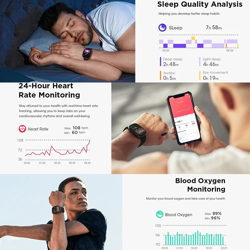 For Huawei Xiaomi Sports Smart Watch Men Women 1.83 Inch AMOLED HD Screen Heart Rate IP68 Waterproof Bluetooth Call Smart Watch