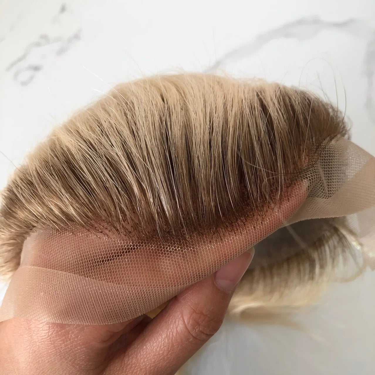 Human Hair Toupee For Men Thin Skin PU 8*10 Straight Hair Mens Wigs T4/613 Blonde Hair Replacement For Men Human Hair System