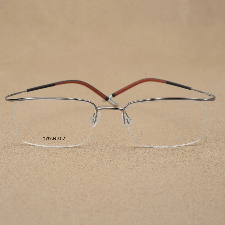 Titanium Eyewear Men's Eyebrow Semi-Frameless Ultralight 6g Glasses Frame Myopia Hyperopia Progressive Men Optical