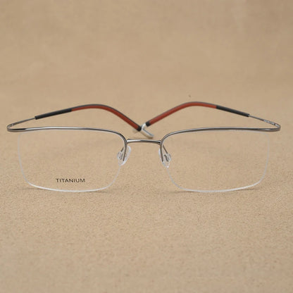 Titanium Eyewear Men's Eyebrow Semi-Frameless Ultralight 6g Glasses Frame Myopia Hyperopia Progressive Men Optical