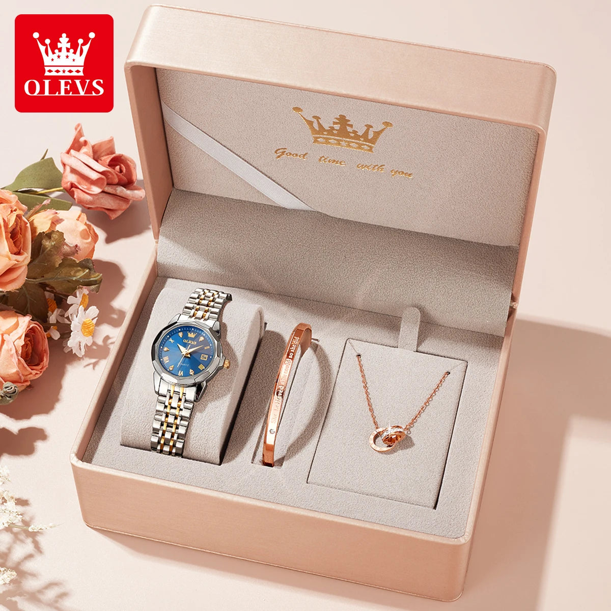 OLEVS Watch 9931X Ladies Perfume Watch Original Elegant Quartz Watch Waterproof Luminous Stainless Steel Date Set Watch Bracelet