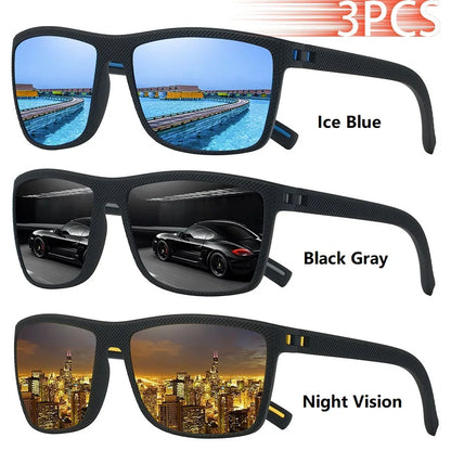 3 PCS Fashion Vintage Check Pattern Sunglasses Men Women Fishing Driving Man Luxury Brand Designer Sun Glasses UV400 Eyewear