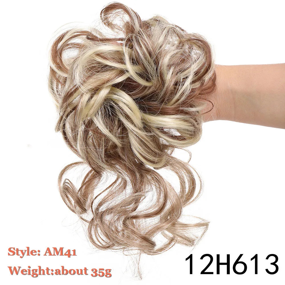 Synthetic Hair Bun Messy Scrunchies Hairpiece Elastic Chignon With Elastic For Women Donut Bun Ponytails Blonde Black Brown