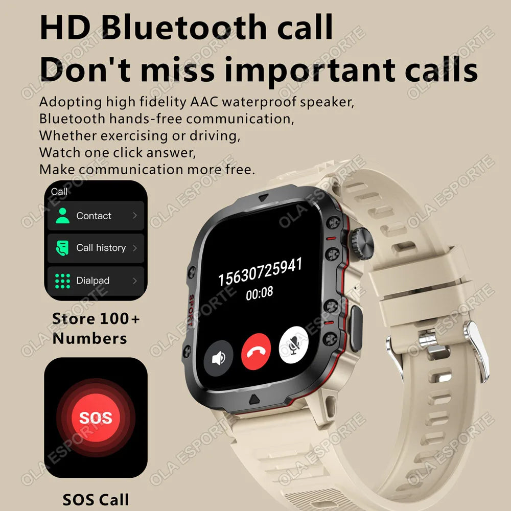 2025 New Rugged Military GPS Smart Watch Men Bluetooth Call Health Monitoring AI Voice Sport Waterproof Smartwatches For Android
