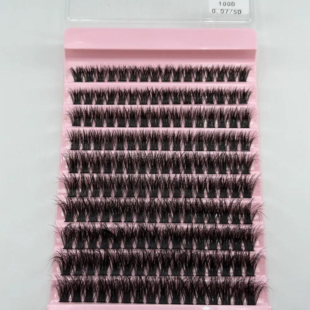 10 Rows Cluster Lashes Individual 40D Thickness Mixed Length 8-16mm D Curl Natural&Anime Look Individual Lash Clusters 3D Effect