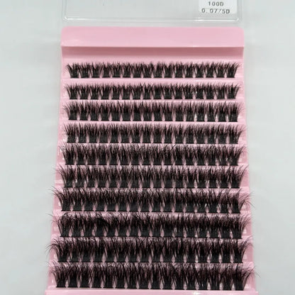 10 Rows Cluster Lashes Individual 40D Thickness Mixed Length 8-16mm D Curl Natural&Anime Look Individual Lash Clusters 3D Effect