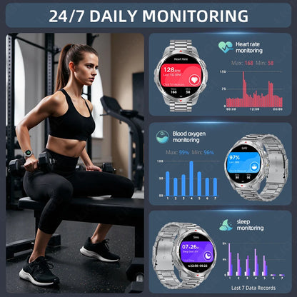 LIGE 2025 1100mAh Super Capacity Battery Adult Men Smart Watch Compass 1.7-inch Bluetooth Call 3ATM Waterproof Sports Smartwatch