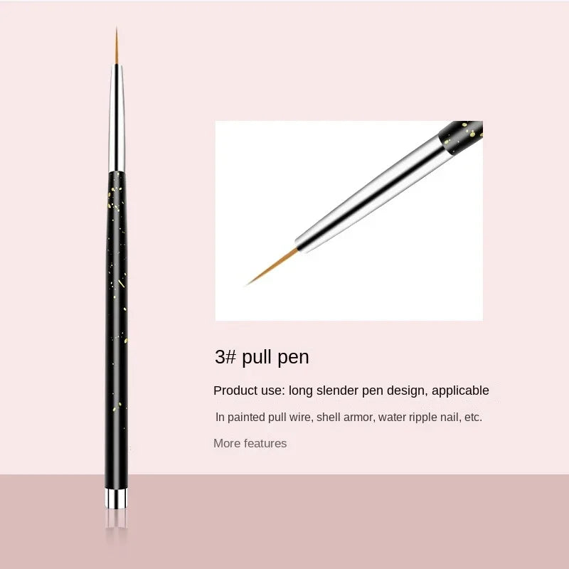 Acrylic French Stripe Nail Art Liner Brush Set 3D Tips Manicure Ultra-thin Line Drawing Pen UV Gel Brushes Painting Tools