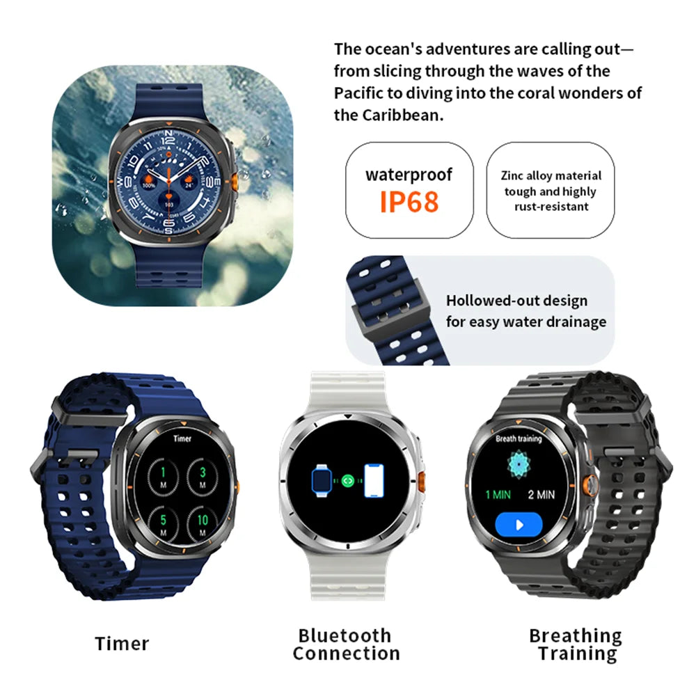 SOS Watch 7 Ultra GPS Compass Smart Watches Outdoor Sports BT Call Smartwatch Men Women IP68 Waterproof 3D Menu Health Monitor