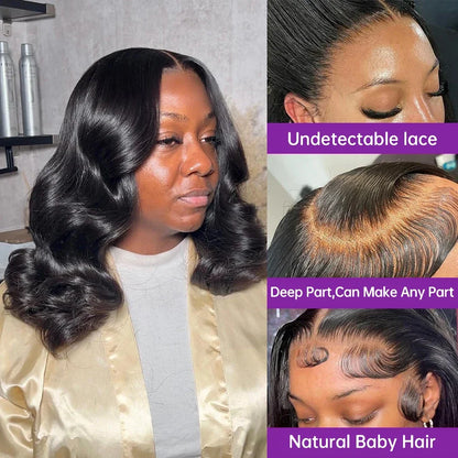 Brazilian Short Bob 13x4 HD Transparent Lace Front Wigs Body Wave Lace Frontal Human Hair 4x4 Lace Closure Wig 250% For Women