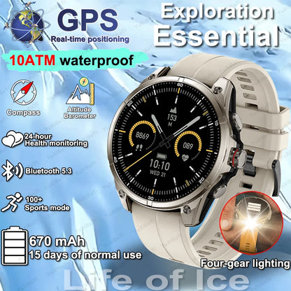 2025 New Premium GPS Smart Watches Outdoor Altimeter Barometer AMOLED Screen Built-in GPS Compass Military Sports Smartwatch Men