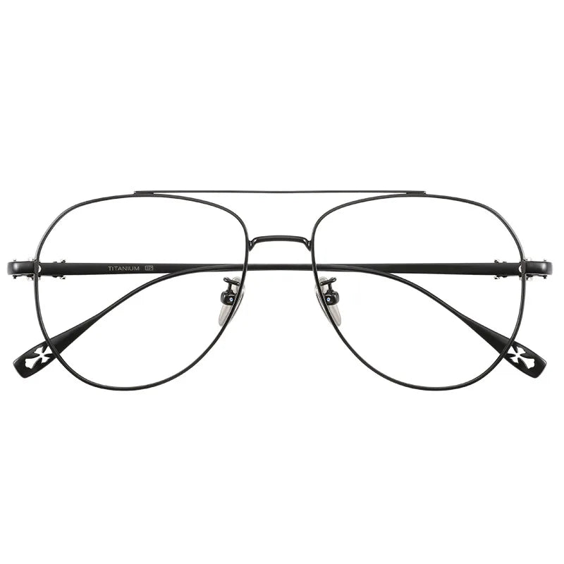 FIRADA Fashion Glasses Retro Pure Titanium Aviator Eyewear Comfortable Double Beam Prescription Eyeglasses Frame For Men 5125-C
