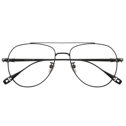 FIRADA Fashion Glasses Retro Pure Titanium Aviator Eyewear Comfortable Double Beam Prescription Eyeglasses Frame For Men 5125-C