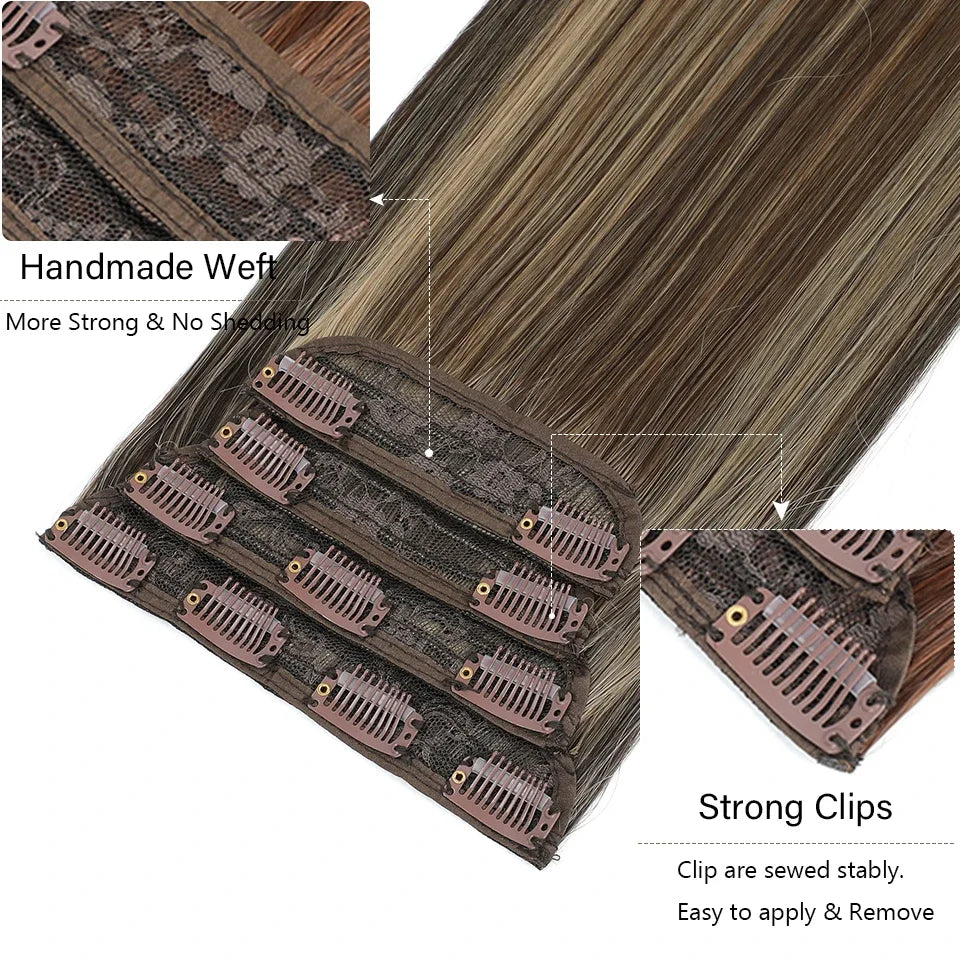 Highlight P4/10/16 Clips In Straight Hair Extensions 4Pcs/pack 200g Heat Resistant Soft Nature Bio Human-Like Matte Colored Hair