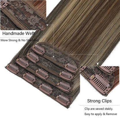Highlight P4/10/16 Clips In Straight Hair Extensions 4Pcs/pack 200g Heat Resistant Soft Nature Bio Human-Like Matte Colored Hair