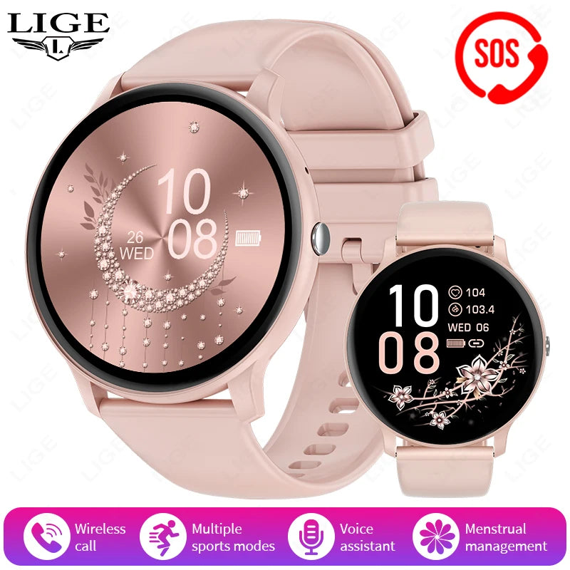 LIGE 2025 Bluetooth Call Smart Watch Women Custom Dial Watches Men Sports Fitness Tracker Heart Rate Smartwatch For Android iOS