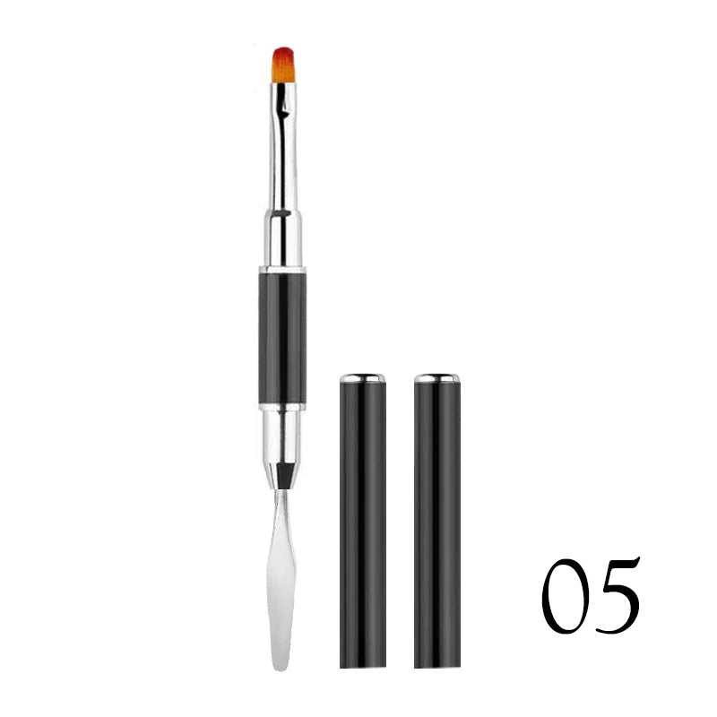 1Pcs Nail Tool Poly Nail Gel Brush PickerDesign Nail Brush and Spatula Stainless Steel Gel for Nails Extension Gel Brush