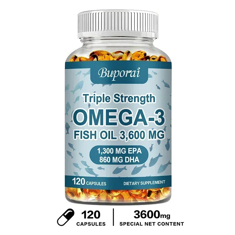 Omega-3 Fish Oil - Rich in DHA & EPA - Support Brain & Nervous System Health, Cardiovascular & Skin Health