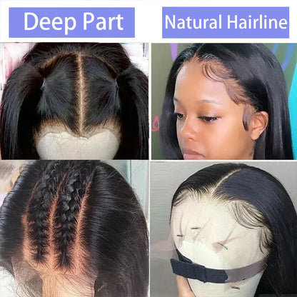 Vietnamese Bone Straight Bob Human Hair Short Wig Hair 13x4 Lace Frontal Bob Wig 100% Human Hair Preplucked Wig 12 14 inch 200%