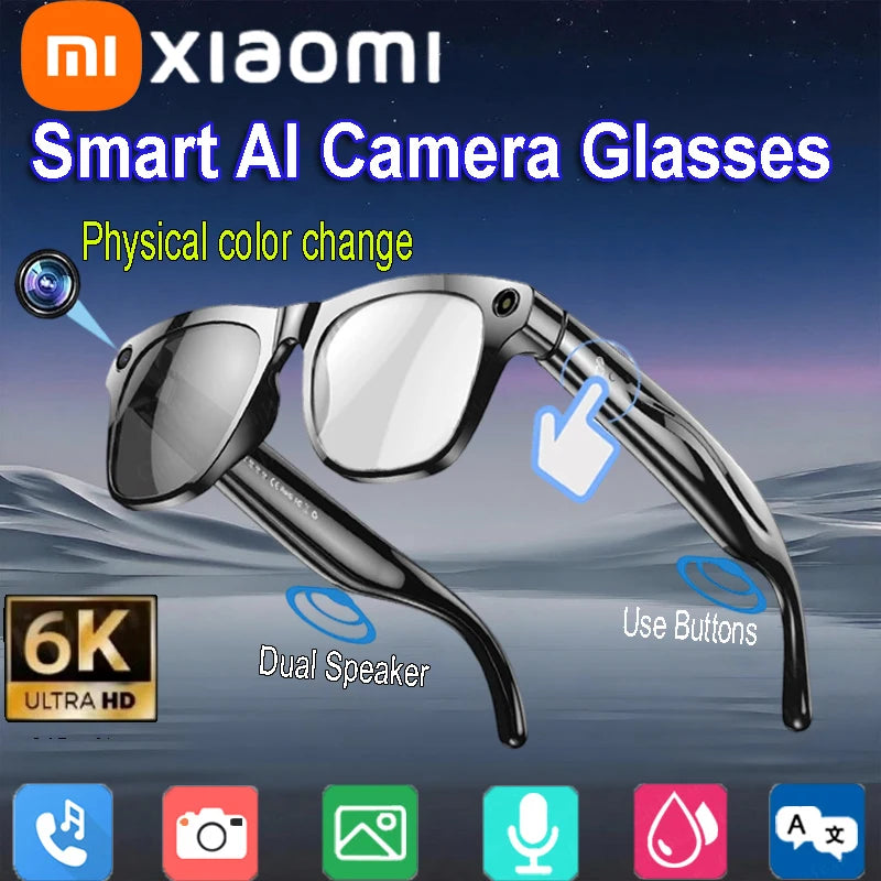 Xiaomi New Smart Glasses Camera Wearable Camera  Wireless Calls Earphones Bluetooth 5.4 Voice Assistant Color Change Lenses 2025