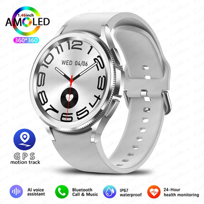 2025 New Smart Watch 6 Classic Smart Watch Fashion Men Sports Fitness Waterproof Heart Rate AMOLED HD Bluetooth Call Smartwatch