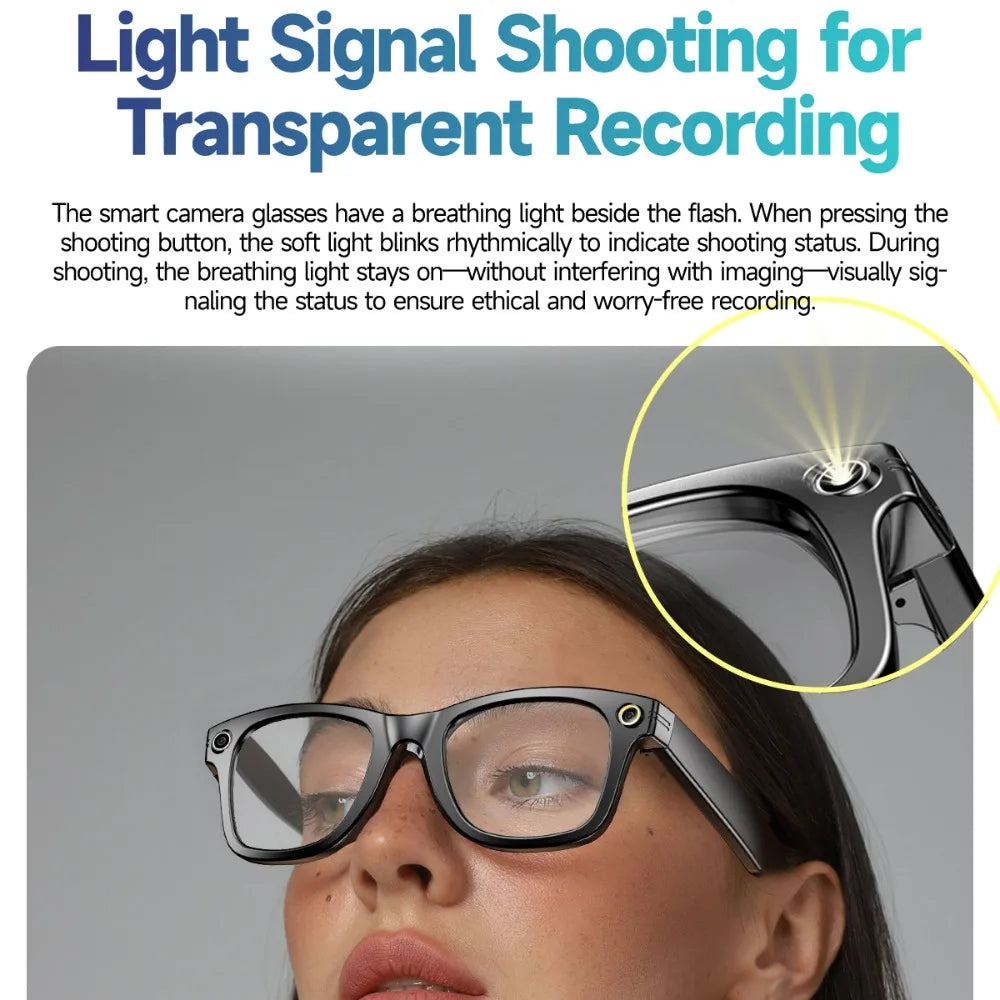 Fashion AI Smart Glasses 8MP Camera Video Recording 100+ Languages Translation Sunglasses Bluetooth Call Music Play Men Women