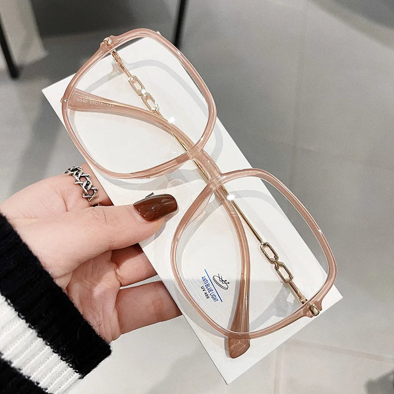 Big Square Shape Women's Glasses frame Korean Stylish Blue Light Blocking Eyeglass Frames TR90 Material Decorative Glasses