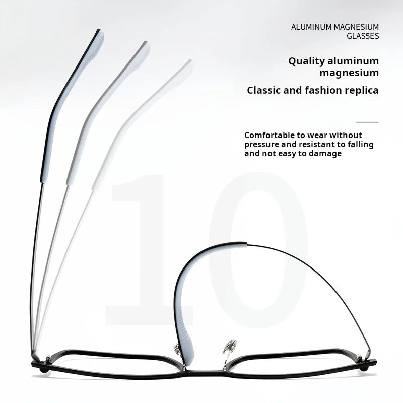 TFTB Ultra-light Pure Titanium Men's Square Eyewear Business Fashion Aluminum Magnesium Optical Prescription Glasses Frame 144mm