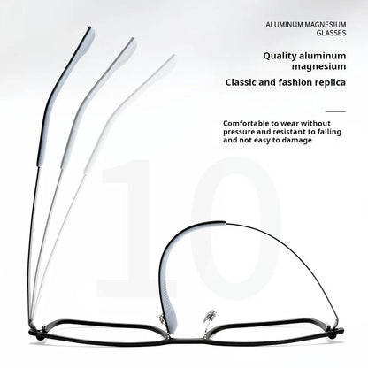 TFTB Ultra-light Pure Titanium Men's Square Eyewear Business Fashion Aluminum Magnesium Optical Prescription Glasses Frame 144mm