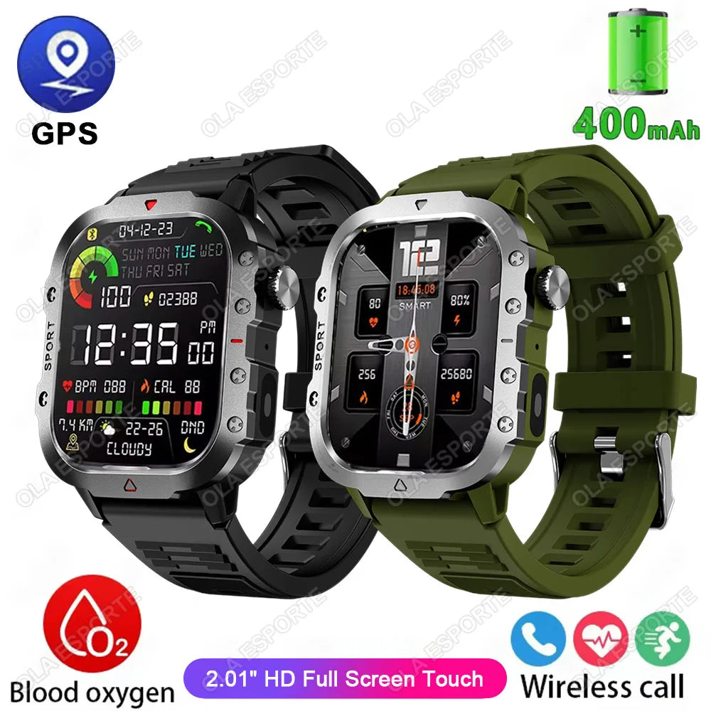 New Military GPS Smart Watch Men Flashlight Waterproof Outdoor Sport Tracker Bluetooth Call Smartwatch Man Women For Android IOS