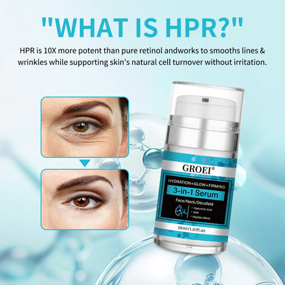 GROEI 3-in-1 Serum for Face Neck Decollete Hydration Glow + Firming HPR Retinol Alternative 30ml Anti-Wrinkle Skincare Creams