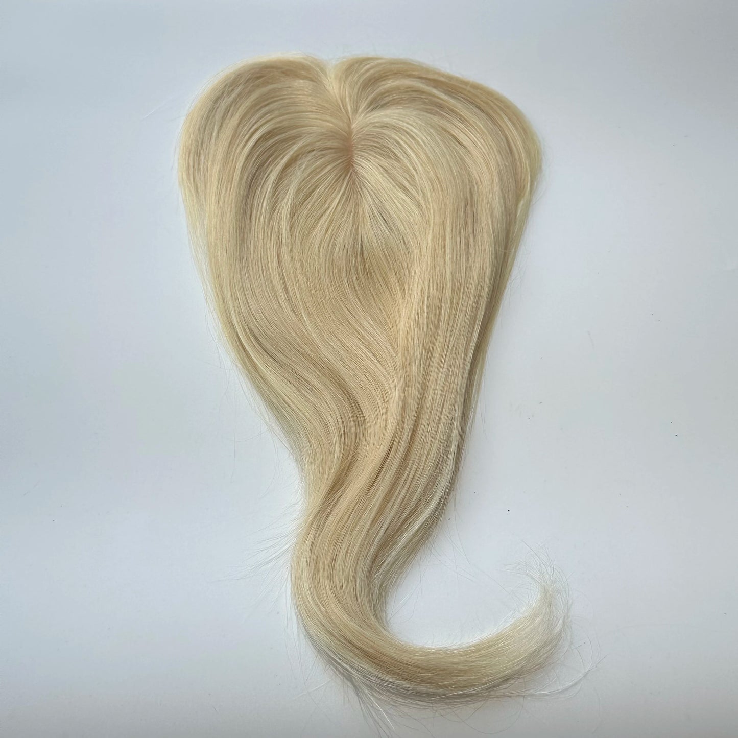 Hair Topper With Bangs Women 100% Human Hair Wigs Clip In Hairpieces Blonde Natural Straight Hair Topper Silk Base 35cm