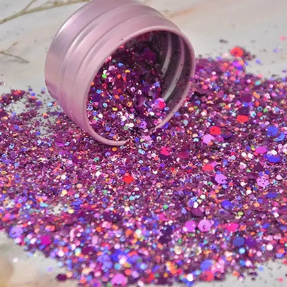 10g Laser Nail Glitter Flakes Mix-Hexagon Holographic Sparkly Powder Nail Art Decoration Loose Reflective Mermaid Chunky Sequins