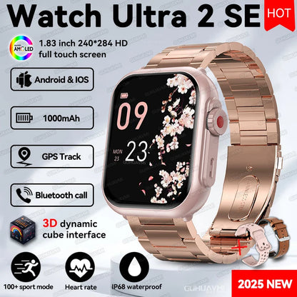 2025 New 1000mAh Long Battery Life Smartwatch Men Bluetooth Call Waterproof 1.83 inch Full Touch Fitness Sport Smart Watch Women