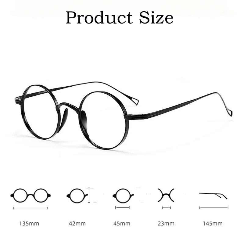 YIMARUILI Ultra-Light Pure Titanium Wide-Rim Retro Round Eyewear Frame Myopia Prescription Eyeglasses Frame Men And Women 10518