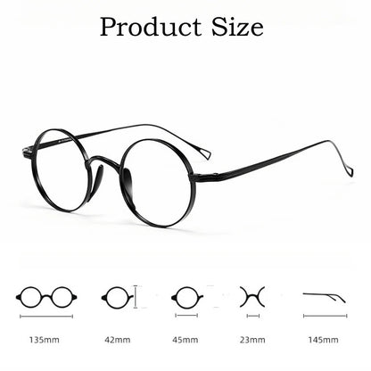 YIMARUILI Ultra-Light Pure Titanium Wide-Rim Retro Round Eyewear Frame Myopia Prescription Eyeglasses Frame Men And Women 10518