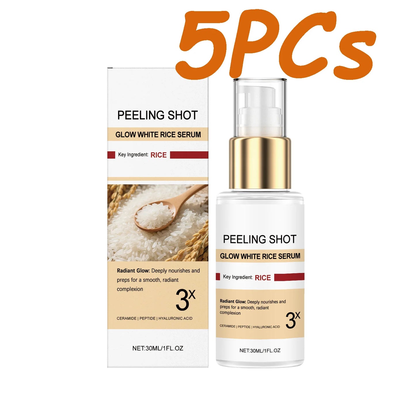 Glow Brightening Rice Essence Moisturizing Nourishing Even Skin Tone Improves Dullness Oil-Control Brightening Serum Skincare
