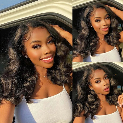 Glueless Brazilian Body Wave Lace Front Wigs 13x4 Transparent Lace Frontal Human Hair Wigs For Women Short Bob Wigs Pre Plucked