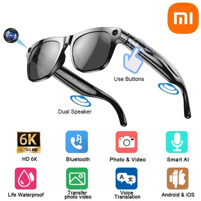 Xiaomi 6K HD AI Smart Camera Glasses 100MP 260mAh Long-lasting Battery Voice Assistant Control Music Calling Sport Smart Glasses