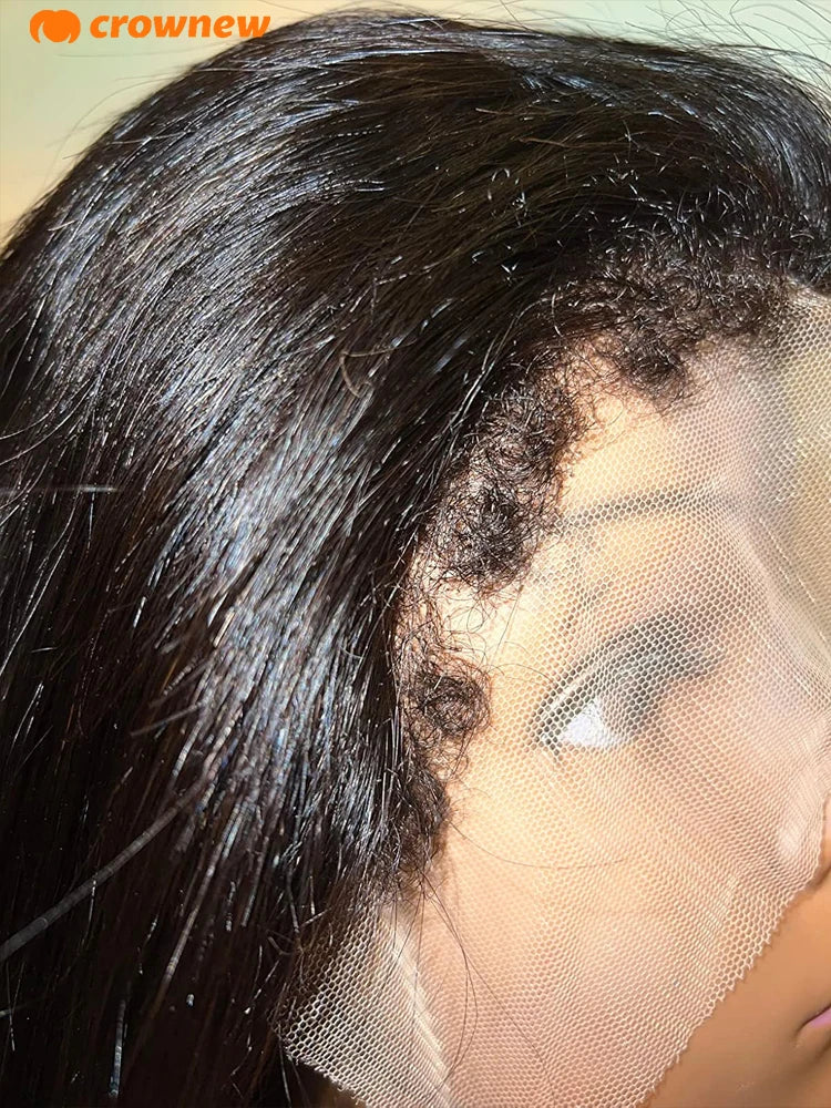 4C kinky Edges Wig Natural Hairline Straight Human Hair Wigs 13x4 HD Lace Frontal Wig Glueless Wigs Human Hair Curly Edges Hair