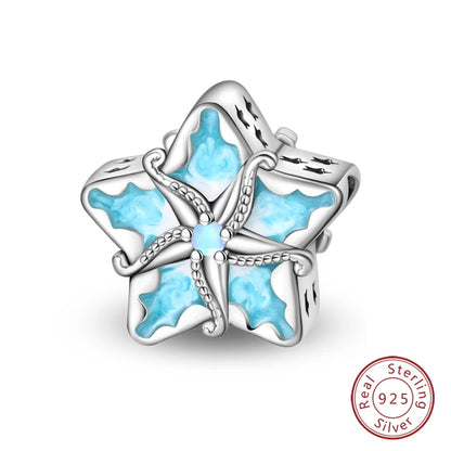 925 Sterling Silver Blue Purple Butterfly Perfume Bottle Starry Sky Hot Air Balloon Charms Beads Fit DIY S925 Bracelets Jewelry