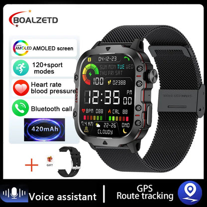 2025 New For Men Military Smart Watch Men IP68 5ATM Outdoor Sports Fitness Tracker Health Monitor 1.96" BT Call Smartwatch