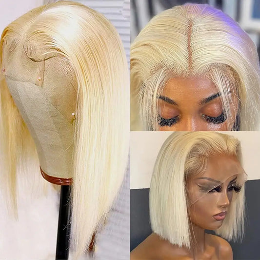 613 Blonde Short Bob Wig Transparent HD Lace Front Human Hair Wigs 13X4 Honey Blonde Burgundy 99J Colored Bob Lace Frontal Wig