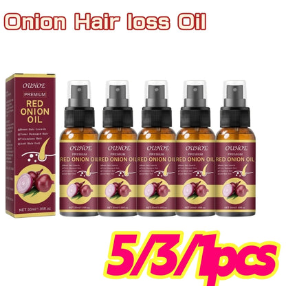 5/3/1pcs Red Onion Essential Oil Spray For Hair Care,Rice Water Moisturizing Hair Spray,Damaged Hair Treatments Hair Care