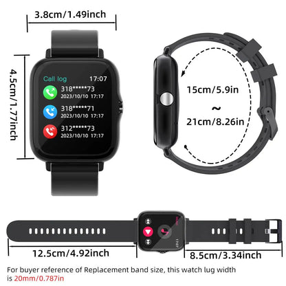 1.83" Women Men Sports Smart Watch With Calling MessagE Anser Sleep Monitoring Pedometer Smartbands Fitness for iPhone Android