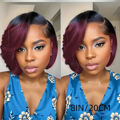 99JPixie Cut 13x4 Transparent Lace Front Wigs For Women Short Bob Wig Inidan Pre Plucked Lace Frontal Human Hair Wig 200 Density