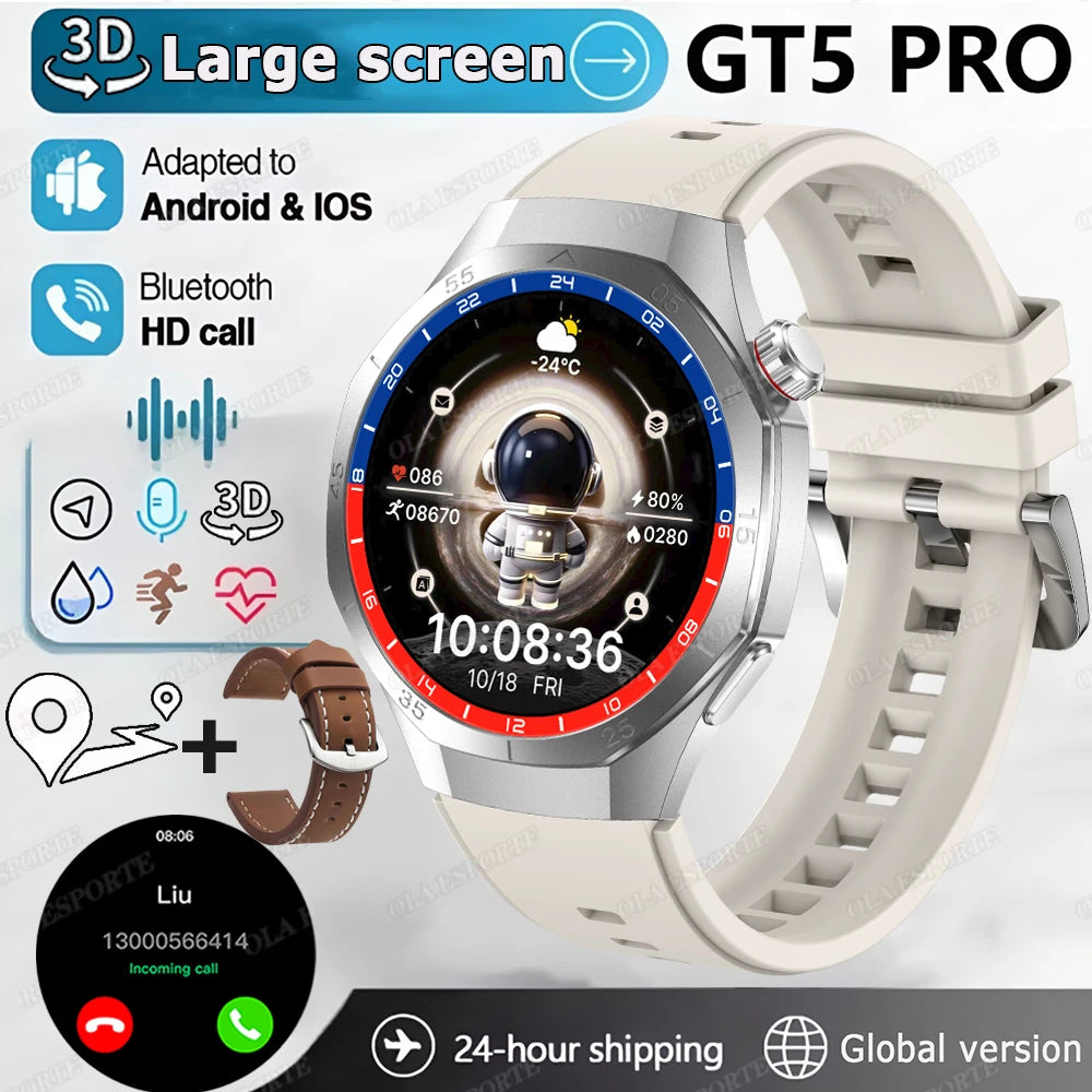 2025 WATCH 5 Smart Watch Men 1.52" HD AMOLED Screen Heart Rate Monitor Bluetooth Call GPS Sport Fitness Tracker Smartwatch Women